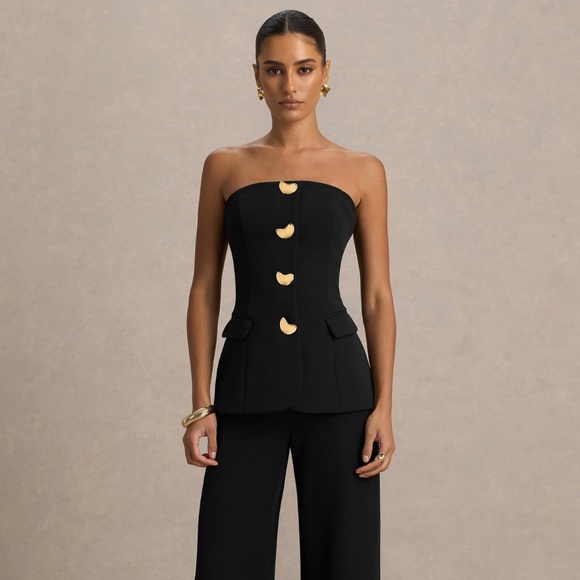 Club L London Zoey Black Bandeau Jumspsuit - Picture 1 of 4